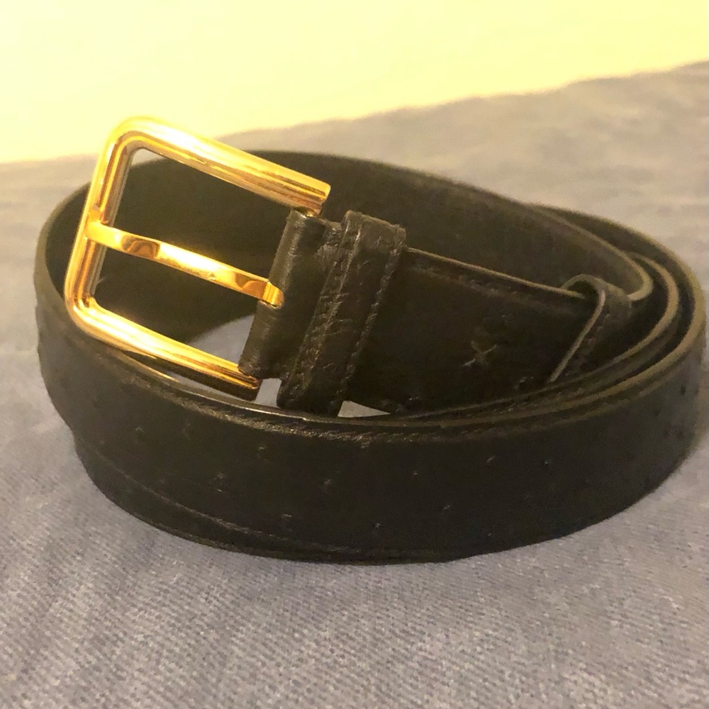 Stefano Ricci Black Ostrich Leather Belt